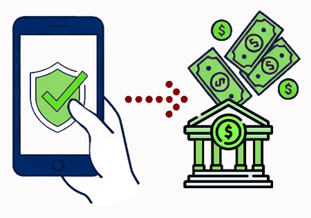 Phone sending a secure loan request to a bank
